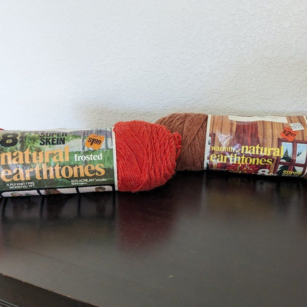 Malina 2 Vintage Yarn Rolls - Natural Earth Tones - Hearth Copper & Orange Clay